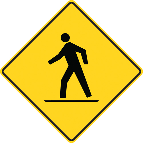 Pedestrian Traffic Sign, 30" x 30", Aluminum, Pictogram