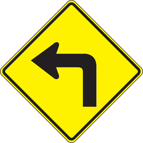 Left Turn Traffic Sign, 24" x 24", Aluminum, Pictogram