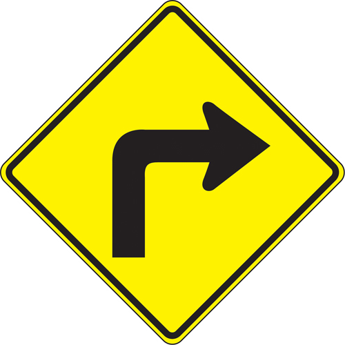Right Turn Traffic Sign, 24" x 24", Aluminum, Pictogram