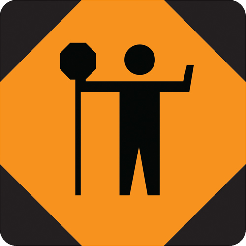 Traffic Control Person Temporary Conditions Sign, 36" x 36", Aluminum, Pictogram