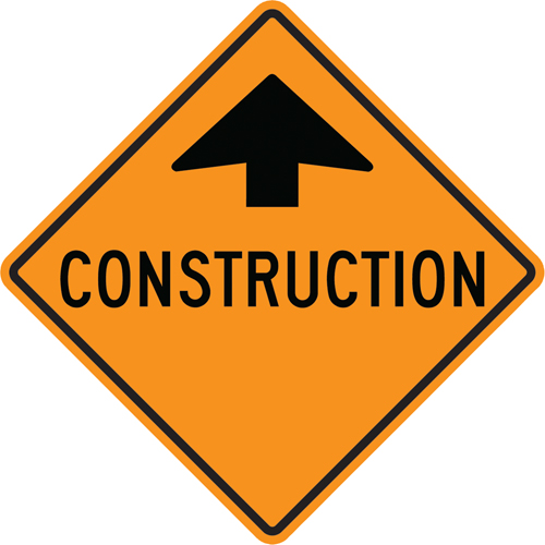"Construction" Traffic Sign, 36" x 36", Aluminum, Bilingual with Pictogram