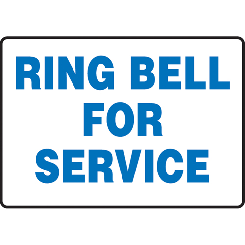 "Ring Bell For Service" Sign, 7" x 10", Plastic, English