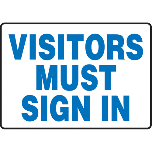 "Visitors Must Sign In" Sign, 7" x 10", Plastic, English