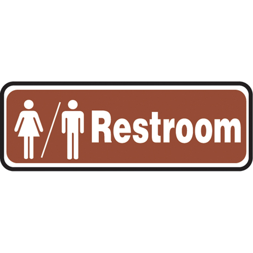 "Rest Rooms" Sign, 3" x 10", Plastic, English with Pictogram