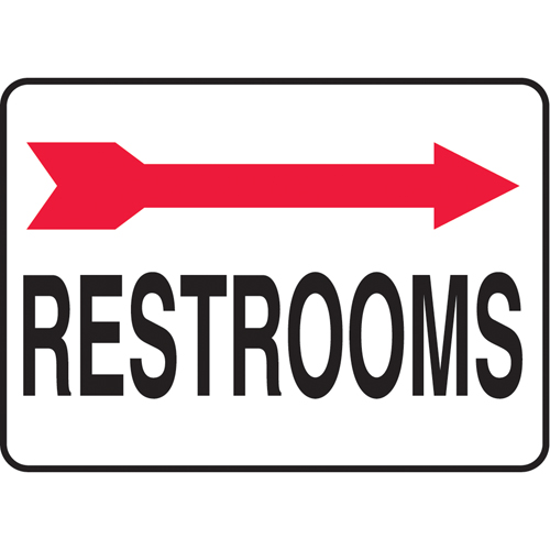 "Rest Rooms" Sign, 10" x 14", Plastic, English with Pictogram