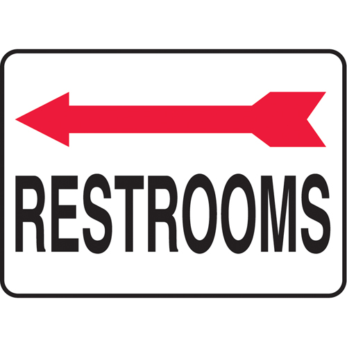 "Rest Rooms" Sign, 10" x 14", Plastic, English with Pictogram
