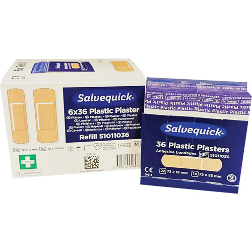 Salvequick<sup>®</sup> Bandage Dispensing Systems Refills, Rectangular/Square, Plastic, Sterile
