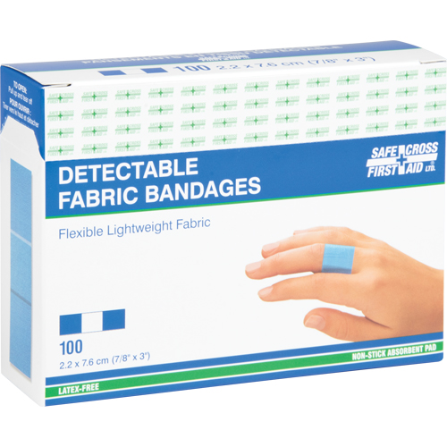 Bandages, Rectangular/Square, 3", Fabric Metal Detectable, Sterile