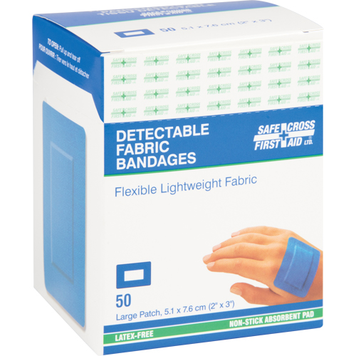 Bandages, Rectangular/Square, 3", Fabric Metal Detectable, Sterile