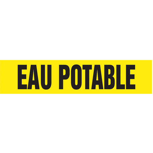 "Eau Potable" Pipe Markers, Self-Adhesive, 2-1/2" H x 12" W, Black on Yellow