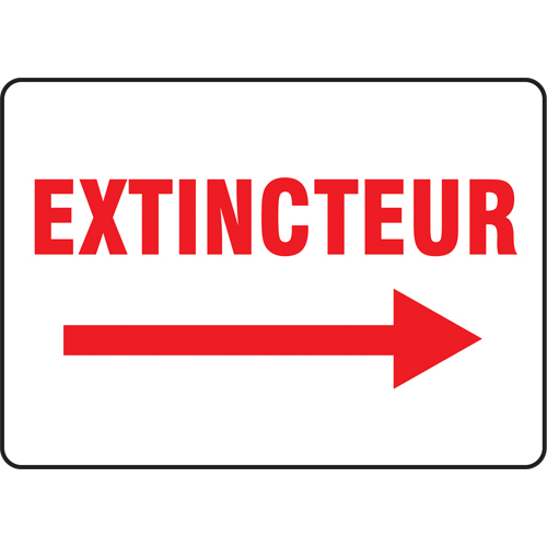 "Extincteur" Sign, 10" x 14", Plastic, French with Pictogram