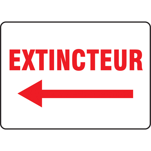 "Extincteur" Sign, 10" x 14", Plastic, French with Pictogram