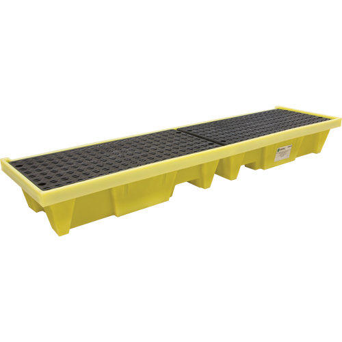 Low-Profile In-line Poly-Spillpallet™ 3000 With Drain, 66 US gal. Spill Capacity, 98" x 25.2" x 12" - Spill Containment Pallets - SB763