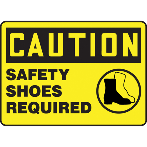 "Safety Shoes Required" Sign, 10" x 14", Aluminum, English with Pictogram