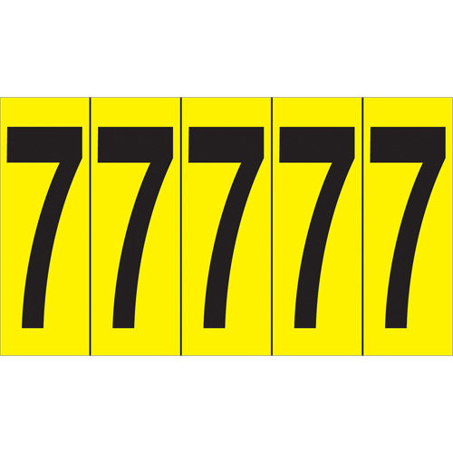 Individual Adhesive Number Markers, 7, 3-7/8" H, Black on Yellow