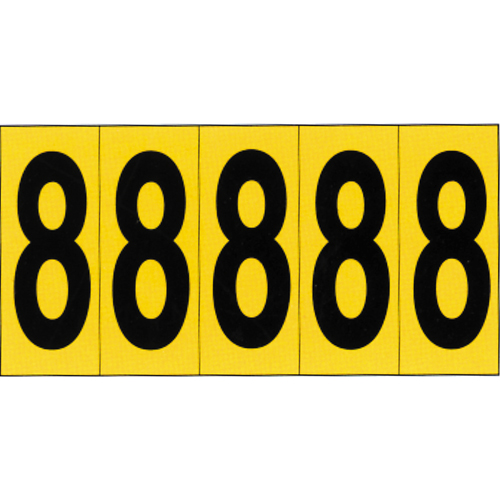 Individual Adhesive Number Markers, 8, 3-7/8" H, Black on Yellow