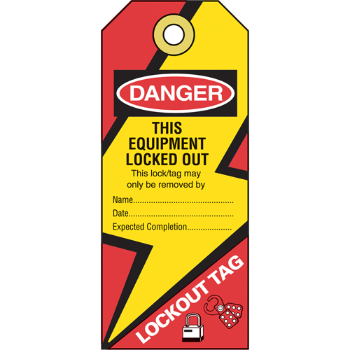 Lockout Tags, Vinyl, 2-3/4" W x 6-1/2" H, English