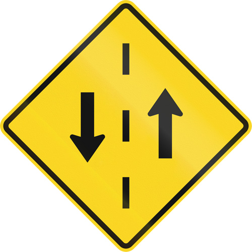 Two-Way Traffic Sign, 24" x 24", Aluminum, English