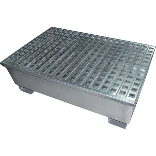Steel Spill Containment Pallets, 68 US gal. Spill Capacity, 47.25" x 47.25" x 19.29"