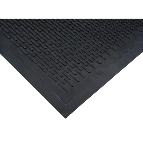 Low-Profile Matting, Rubber, Scraper Type, Solid Pattern, 3' x 5', Black