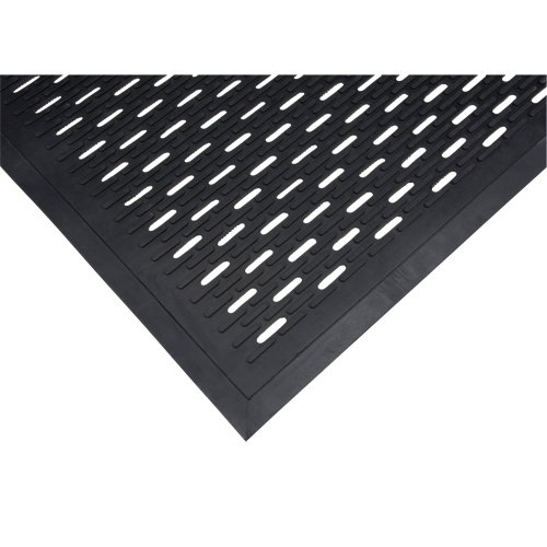 Low-Profile Matting, Rubber, Scraper Type, Slotted Pattern, 3' x 5', Black - Outdoor Entrance Matting - SDL872