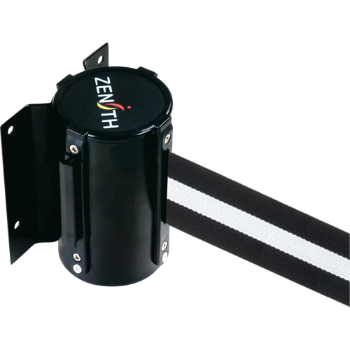 Wall Mount Barrier, Steel, Screw Mount, 7', Black/White Tape