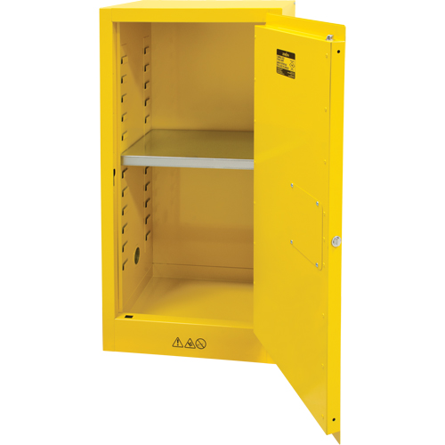 Flammable Storage Cabinet, 16 gal., 1 Door, 23" W x 44" H x 18" D - Flammable Safety Cabinet - SDN643