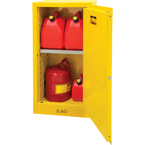 Flammable Storage Cabinet, 16 gal., 1 Door, 23" W x 44" H x 18" D - Flammable Safety Cabinet - SDN643