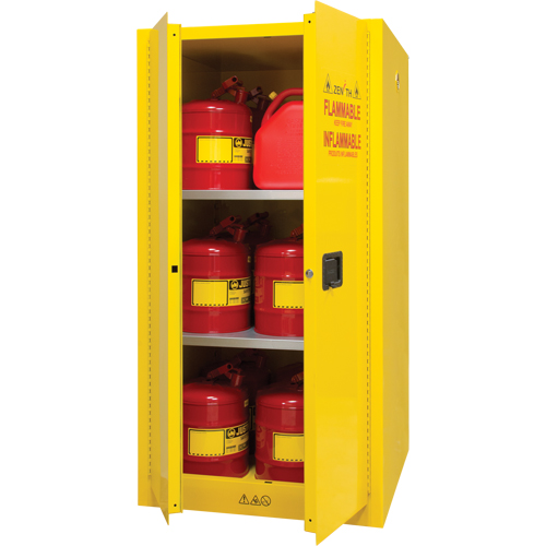 Flammable Storage Cabinet, 60 gal., 2 Door, 34" W x 65" H x 34" D - Flammable Safety Cabinet - SDN648
