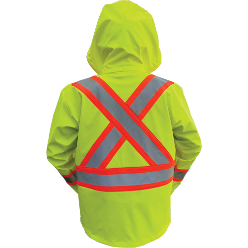 Hi-Vis FR/PU Safety Rain Jackets, 3X-Large, High Visibility Lime-Yellow - Fire Rated Jacket - SDP073