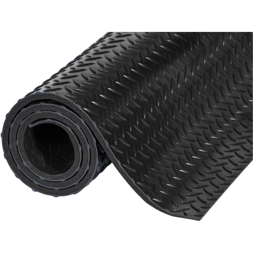 Industrial Deck Plate Mats, Diamond, 2' x 3' x 9/16", Black, PVC Sponge