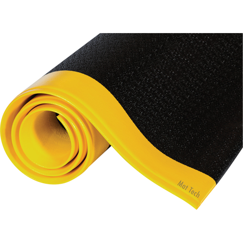 Tuff-Spun® Mats, Pebbled, 2' x 3' x 3/8", Black/Yellow, PVC Sponge