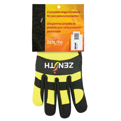 ZM500 High-Visibility Cut-Resistant Mechanic's Gloves, HPPE Palm, Size Medium