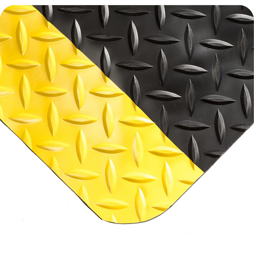 SpongeCote® Mats No.415, Diamond, 2' x 10' x 9/16", Black/Yellow, PVC Sponge