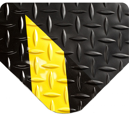 SpongeCote® Mats No.415, Diamond, 2' x 10' x 9/16", Black/Yellow, PVC Sponge