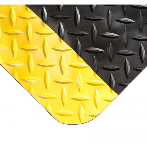 SpongeCote Mats No.415, Diamond, 2' x 6' x 9/16", Black/Yellow, PVC Sponge