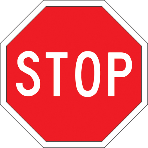 "Stop" Sign, 24" x 24", Aluminum, French with Pictogram