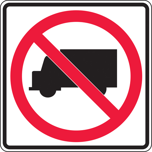 No Trucks Traffic Sign, 24" x 24", Aluminum, Pictogram - Facility Signs - SEA984