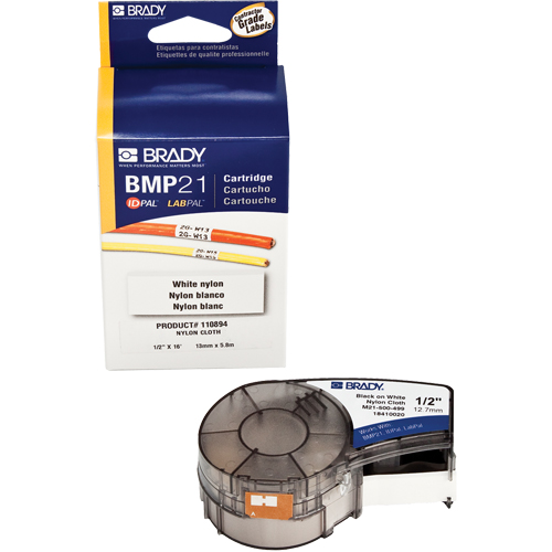 Indoor/Outdoor Label Tape, Vinyl, 0.5" L x 252" H, Black on Orange - Printer Labels, Wire Markers & Sleeves - SEB070