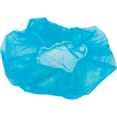 Non-Woven Bouffant Caps, Polypropylene, 21"/Large, Blue - Disposable Hair Net - SEC378