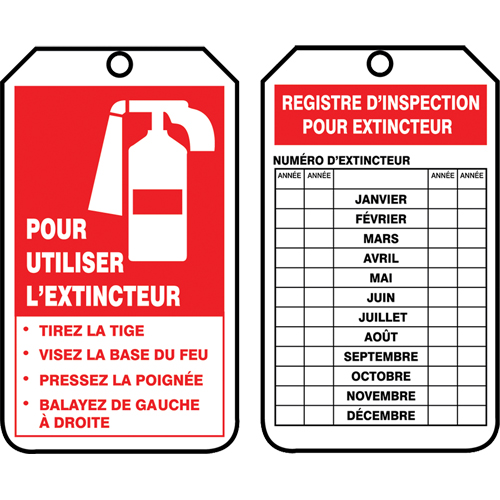 Inspection Tags, Plastic, 3-1/8" W x 5-7/8" H, French
