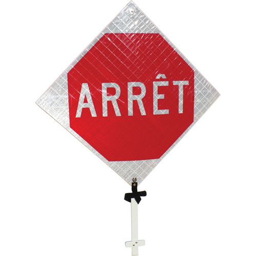 "Arrêt" Pole Sign, 24" x 24", Aluminum, French