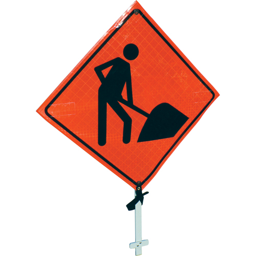 Men At Work Pole Sign, 24" x 24", Vinyl, Pictogram