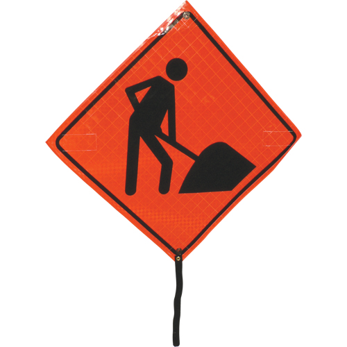 Men At Work Rolled Sign, 24" x 24", Vinyl, Pictogram