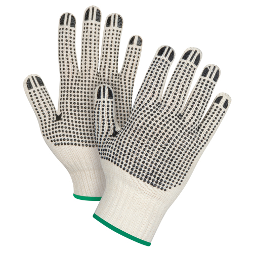 Heavyweight Double-Sided Dotted String Knit Gloves, Poly/Cotton, Double Sided, 7 Gauge, Medium