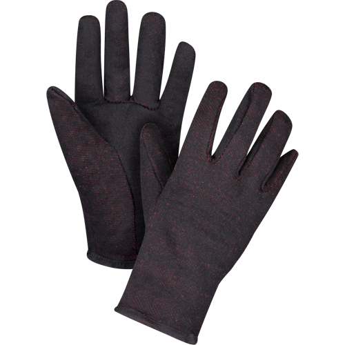 Jersey Gloves, Large, Brown, Red Fleece, Slip-On