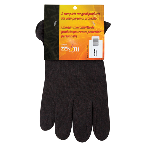 Jersey Gloves, Large, Brown, Red Fleece, Slip-On - Jersey Gloves - SEE949R