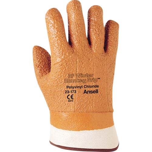 Winter Monkey Grip® 23-173 Glove, Size X-Large/10, 11" L, PVC, Foam Fleece Inner Lining, Winter Weight