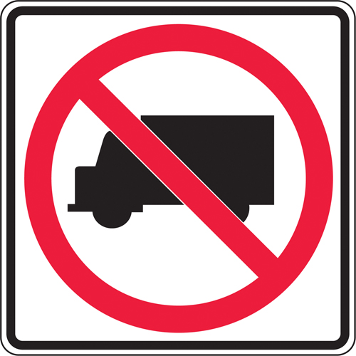 No Trucks Traffic Sign, 24" x 24", Aluminum, Pictogram