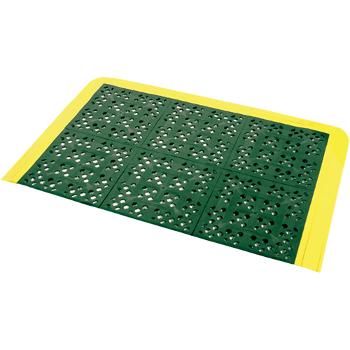 F.I.T.™ Kits No. 546 Emergency Shower Station Mats, PVC, 2-1/4' W x 3-1/2' L, 5/8" Thick, Green/Yellow